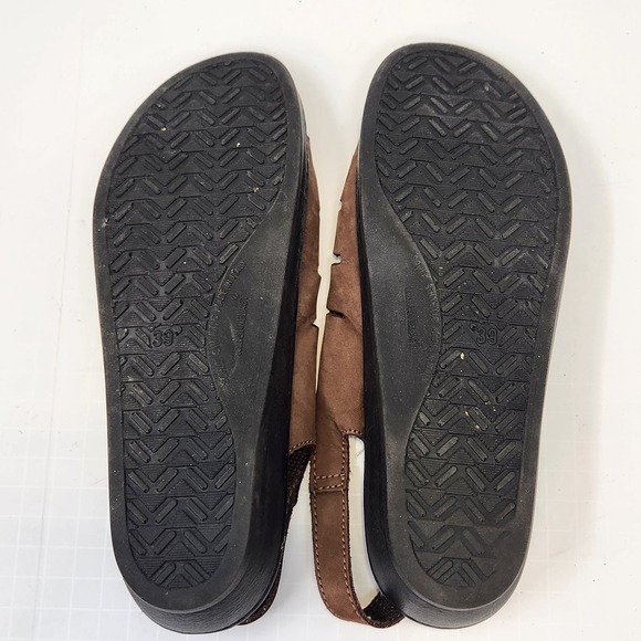 Fly Flot Brown Leather Multi Strap Comfort Sandals Size 39 US 8 Slingback Wedge - Picture 8 of 9